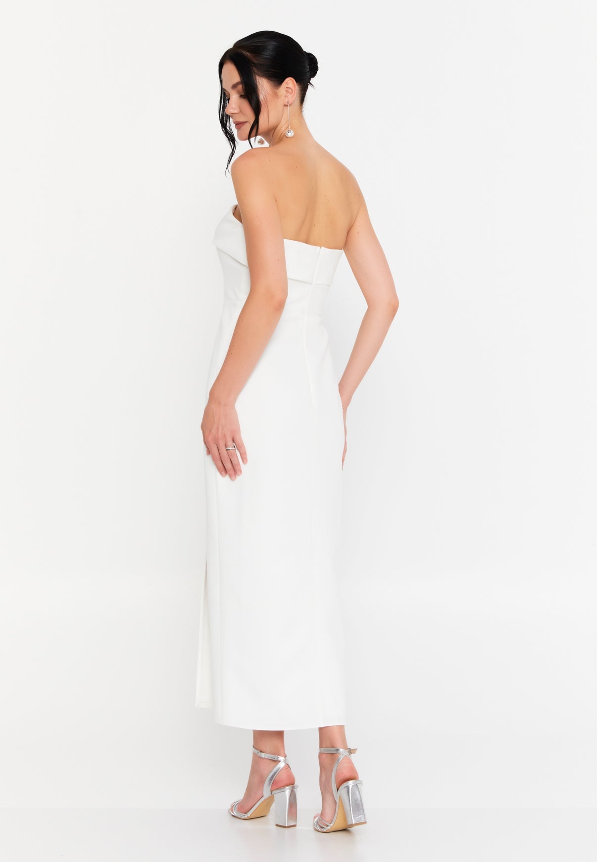 Strapless White Slit Dress - Elegant Evening Gown